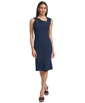 Calvin Klein Womens Sleeveless Asymmetric Sheath Dress Product Image