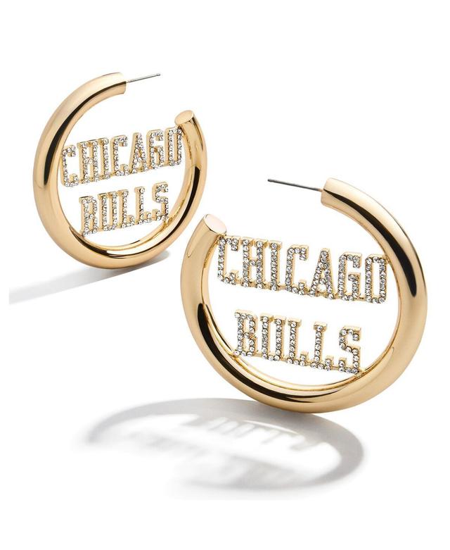 Womens Gold Chicago Bulls Logo Hoop Earrings Product Image