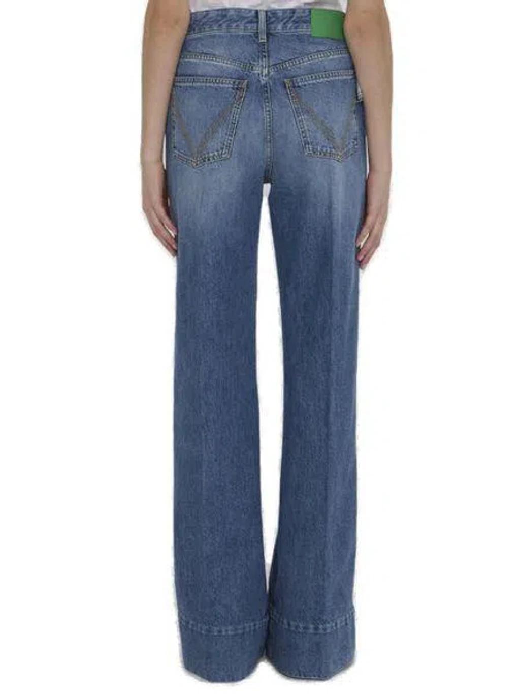 Wide Leg Denim Jeans In Light Blue Product Image