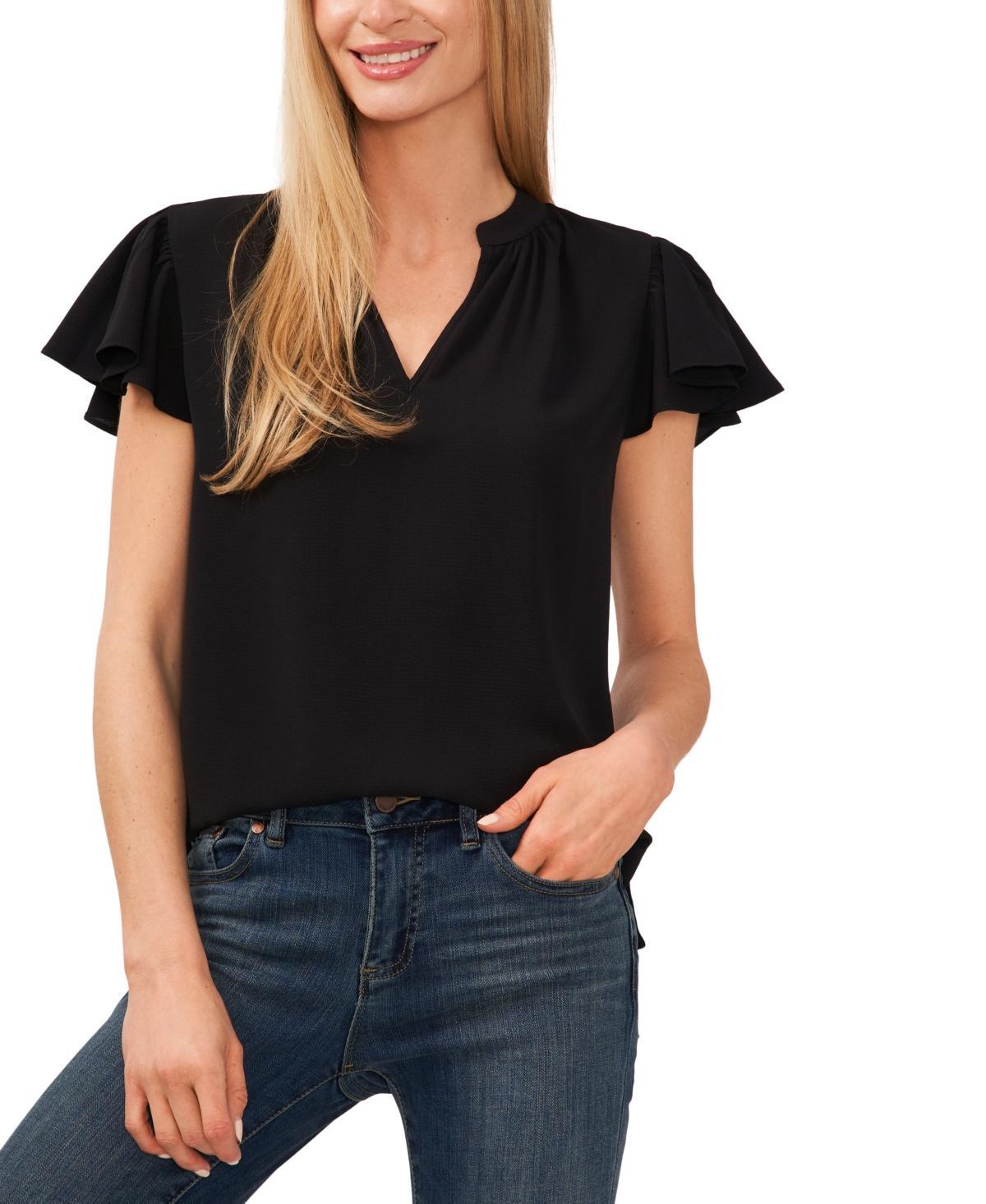 CeCe Flutter Sleeve Split Neck Top product image