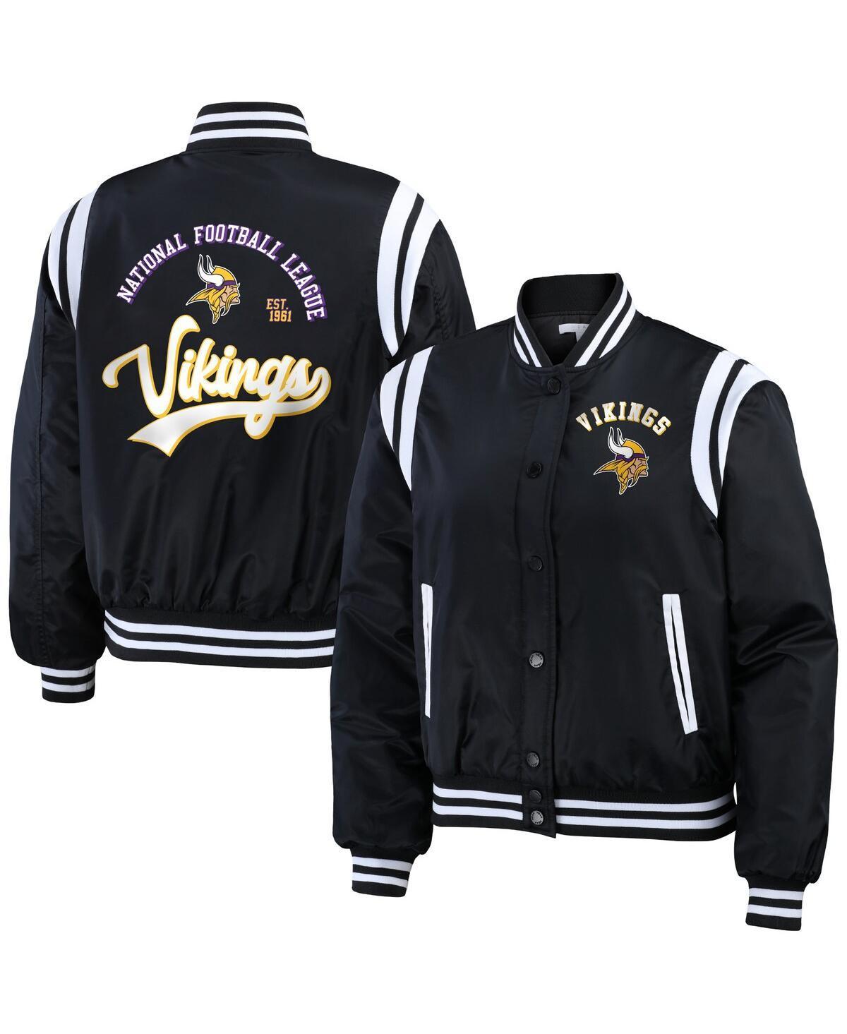 Womens Wear by Erin Andrews Black Minnesota Vikings Full-Snap Bomber Jacket Product Image