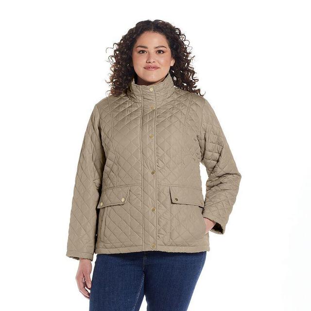 Plus Size Weathercast Modern Quilted Barn Jacket, Womens Med Beige Product Image