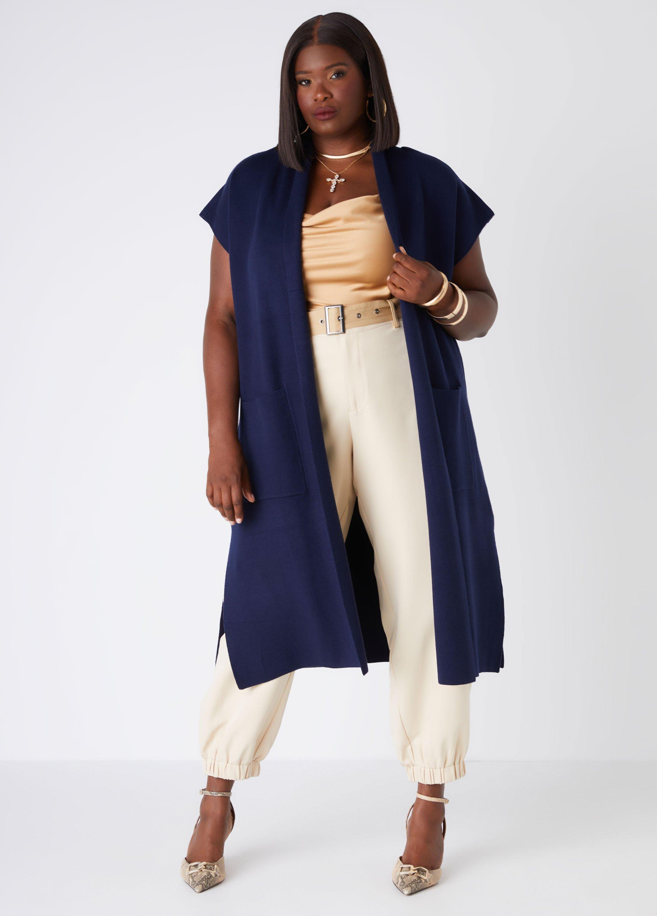 Plus Size Open Front Duster Vest Ashley Stewart Product Image