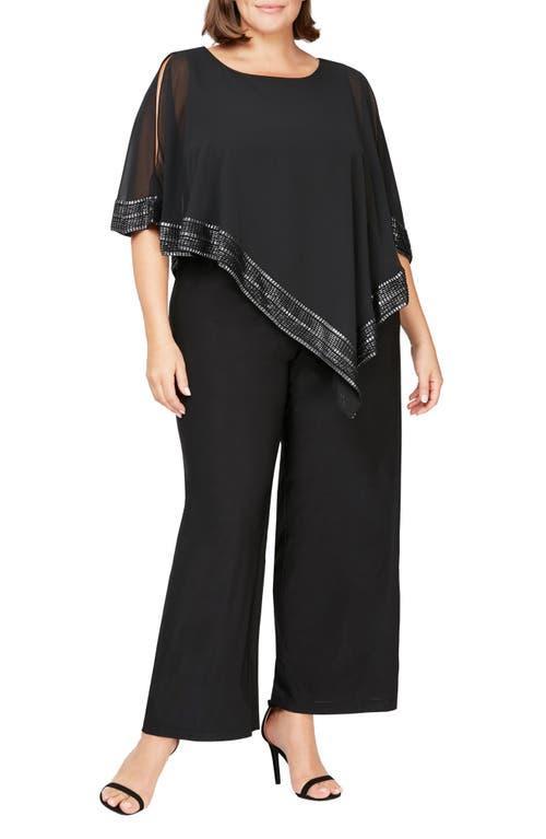 SL FASHIONS Foil Trim Asymmetric Popover Jumpsuit Product Image