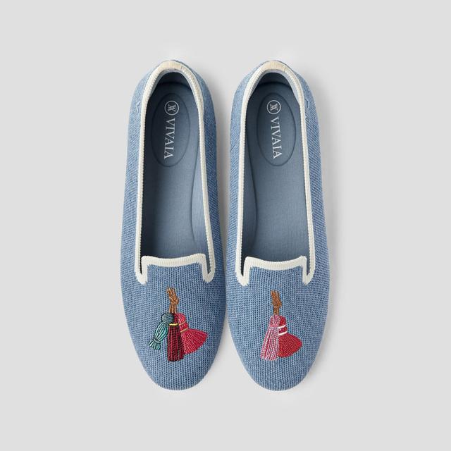 Round-Toe Embroidered Loafers (Audrey) Product Image