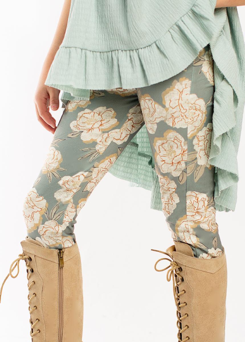 Victoria Legging in Neutral Green Floral Product Image