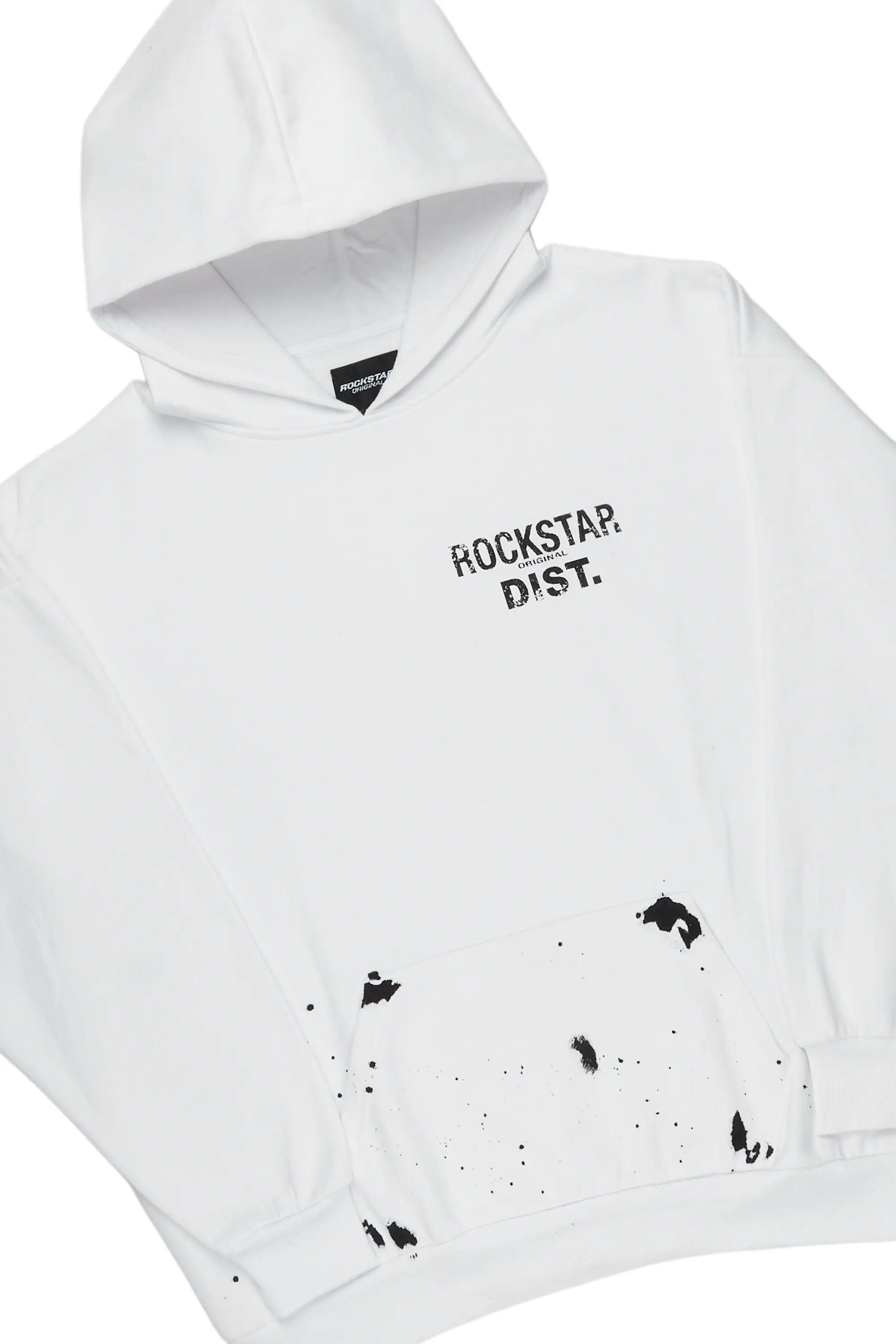 Raffer White Hoodie/Stacked Flare Track Set Male Product Image