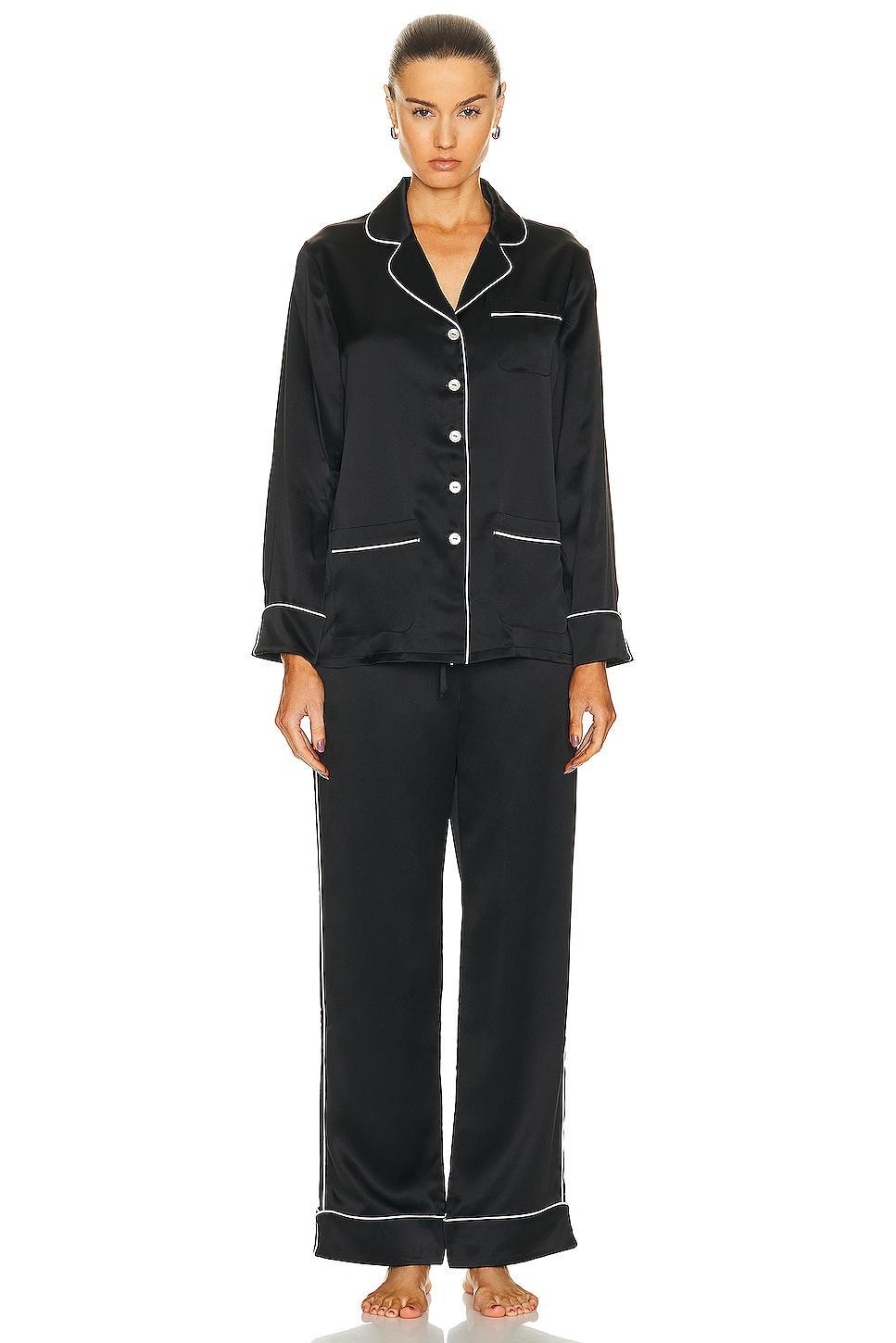 Olivia von Halle Coco Pajama Set Black. (also in L). Product Image