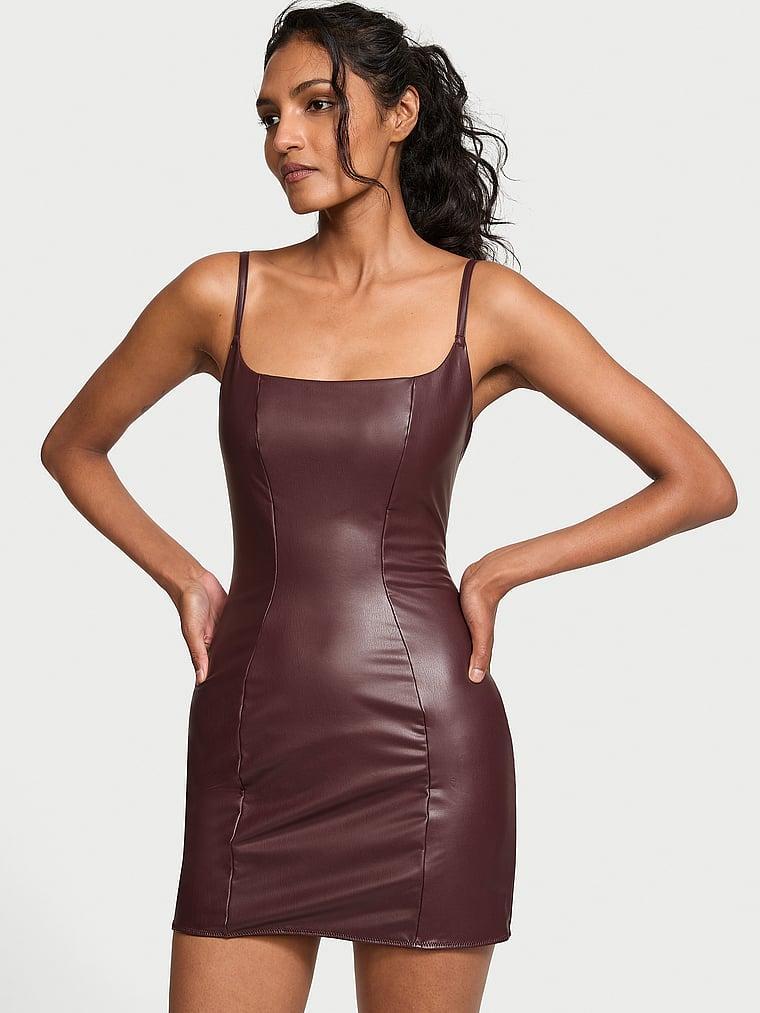 Faux Leather Slip Dress Product Image