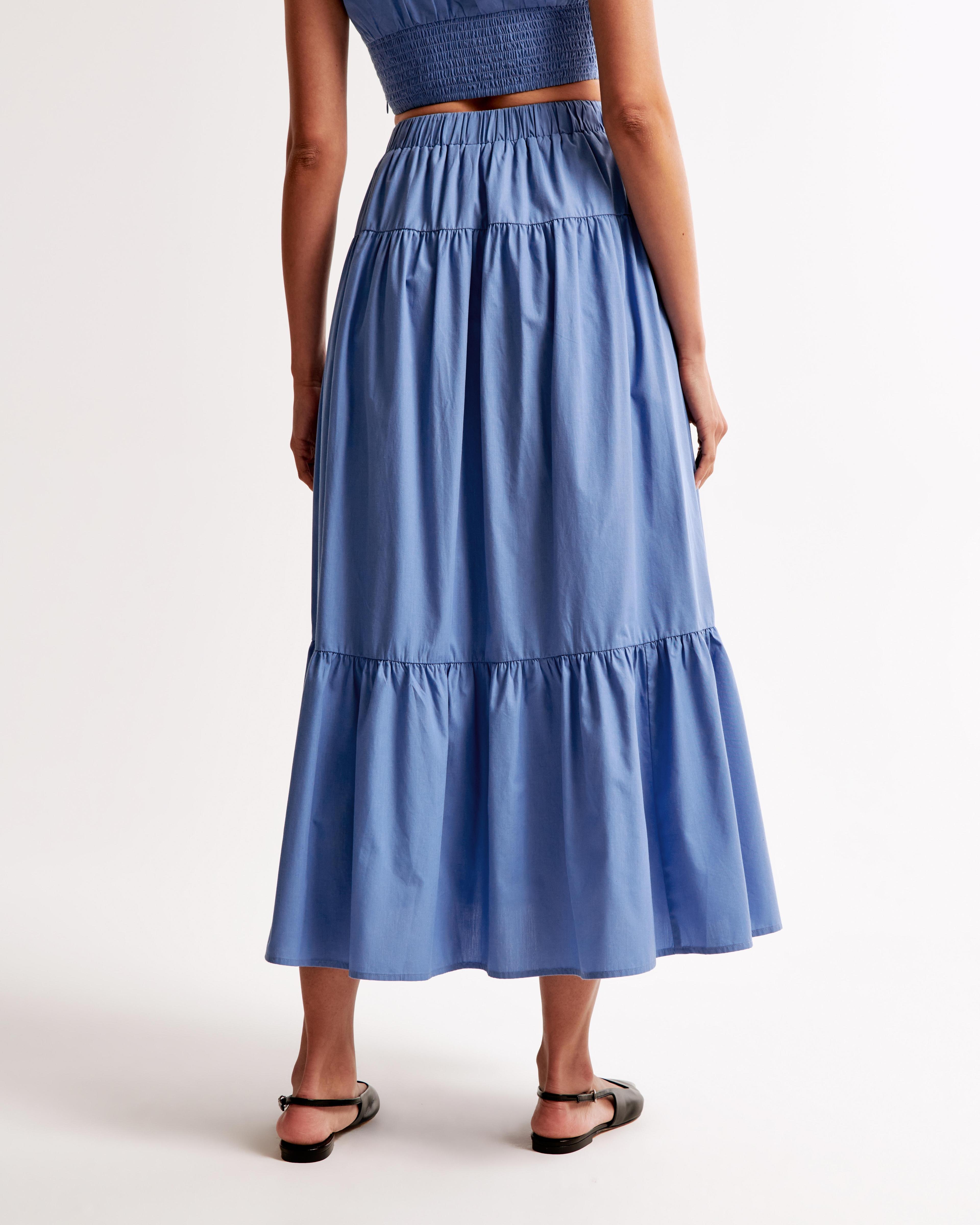 Poplin Tiered Maxi Skirt Product Image