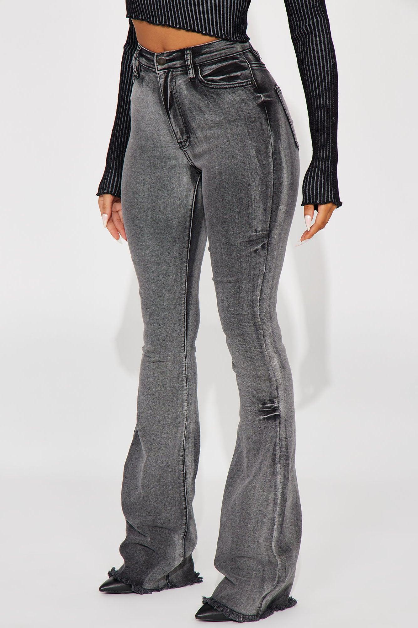 Tall Highest Stakes Stretch Flare Jeans - Black Wash Product Image