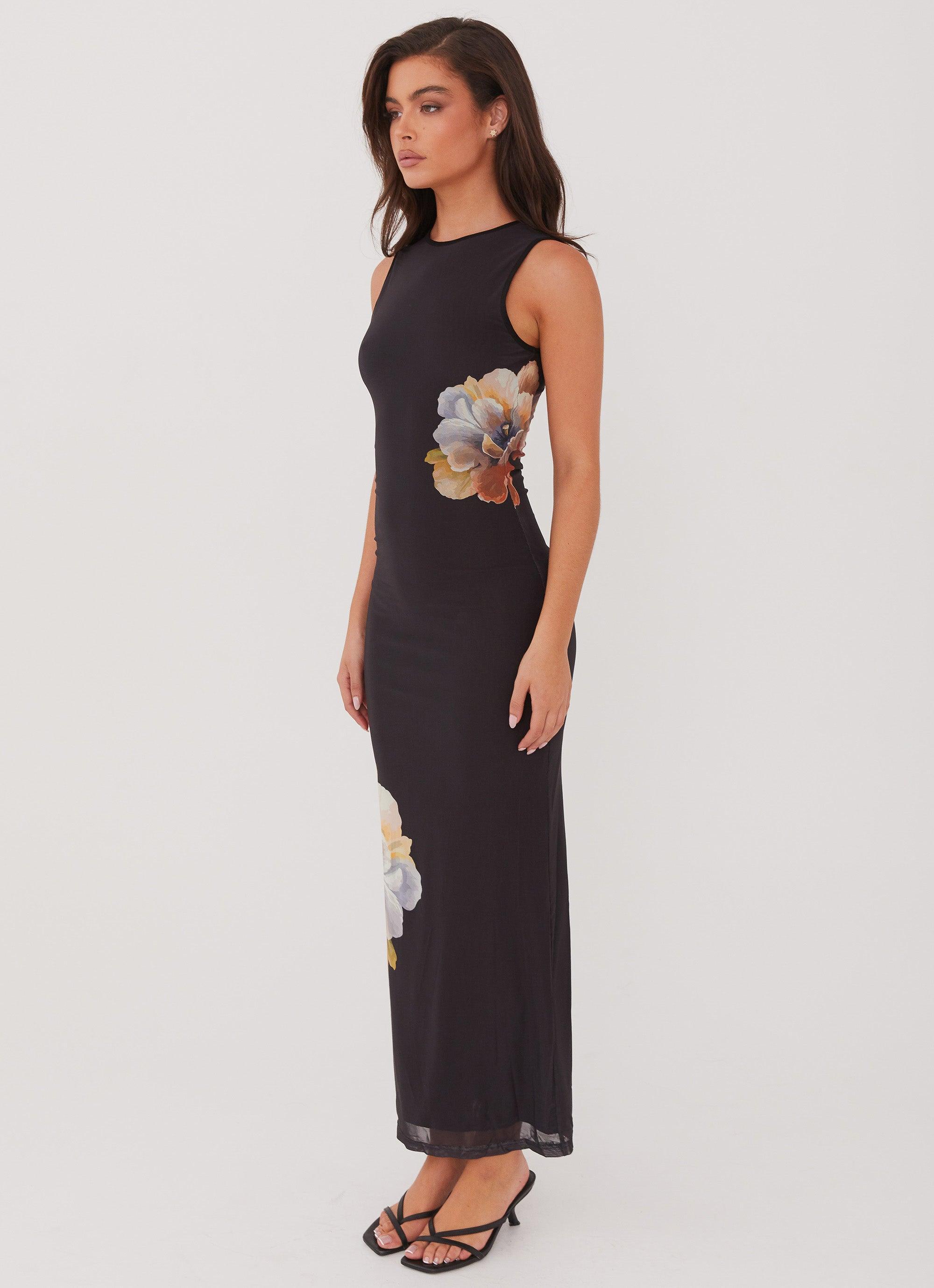 Side Effects Mesh Maxi Dress - Black Orchid Product Image