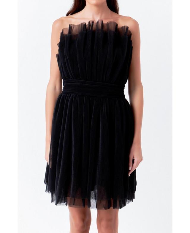 Womens Strapless Mini Tulle Dress Product Image