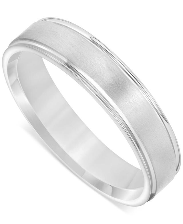 Men's Satin Finish Beveled Edge Band in 18k Gold-Plated Sterling Silver (Also in Sterling Silver) Product Image