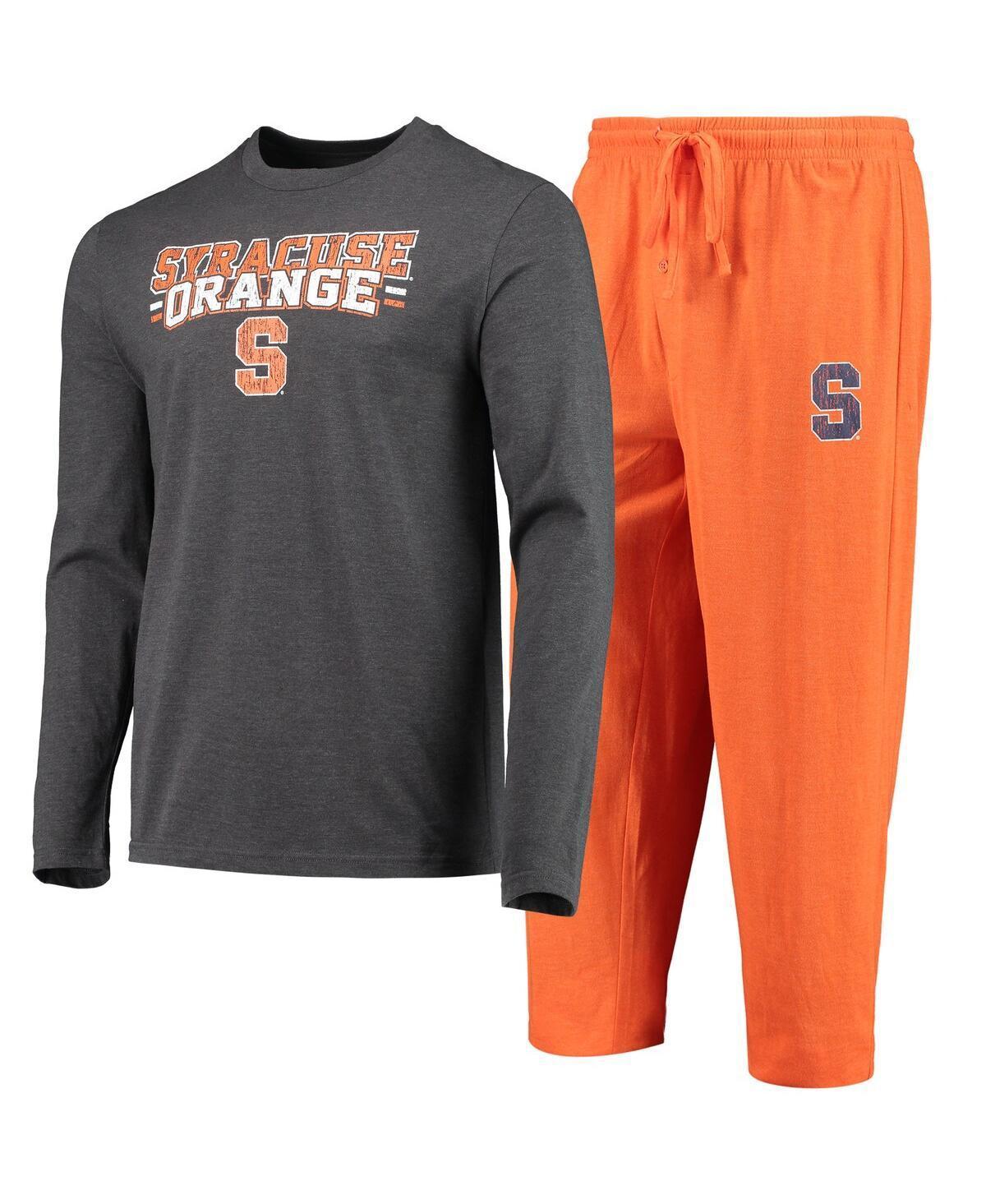 Mens Concepts Sport Orange, Heathered Charcoal Distressed Syracuse Orange Meter Long Sleeve T-shirt and Pants Sleep Set - Orange Product Image