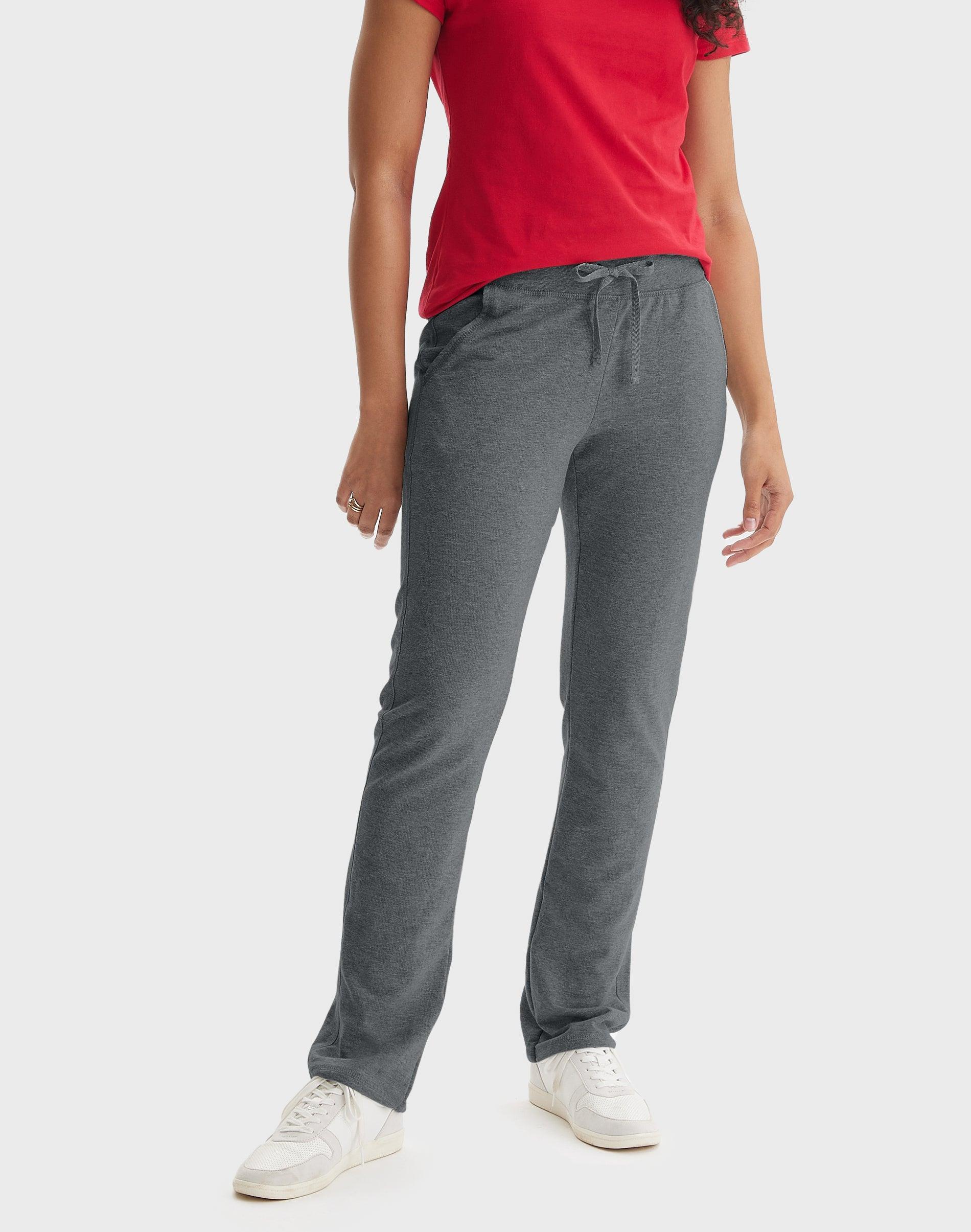 Womens Hanes Pocket French Terry Pants Black Product Image