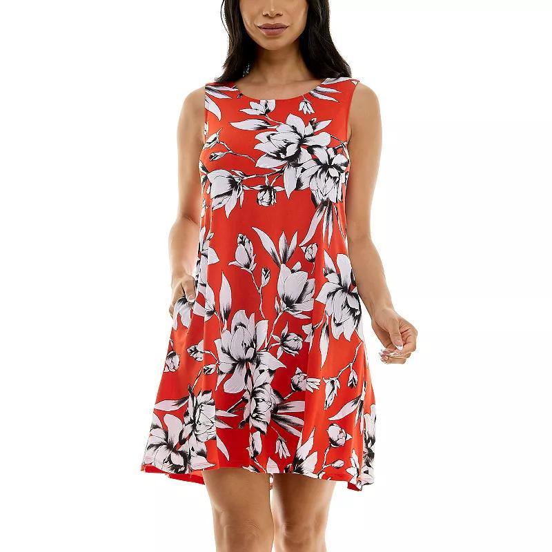 Womens Nina Leonard Puff Print Pocket Trapeze Dress Product Image