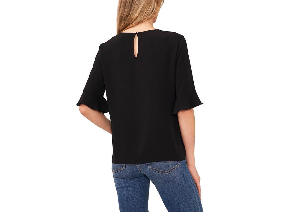 CeCe Ruffle Cuff Crew Neck Blouse (Rich ) Women's Clothing Product Image