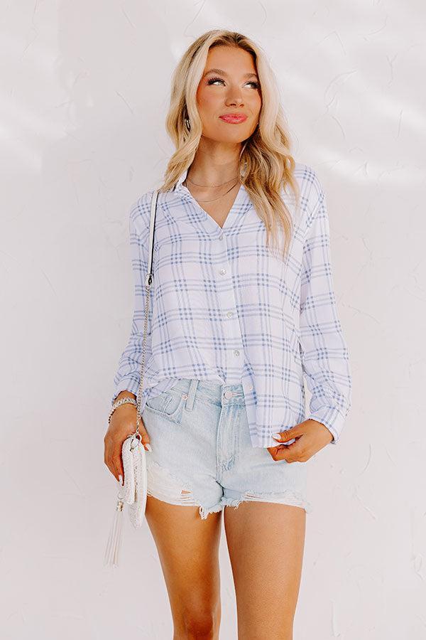 True Intention Button Up Top In Blue Product Image