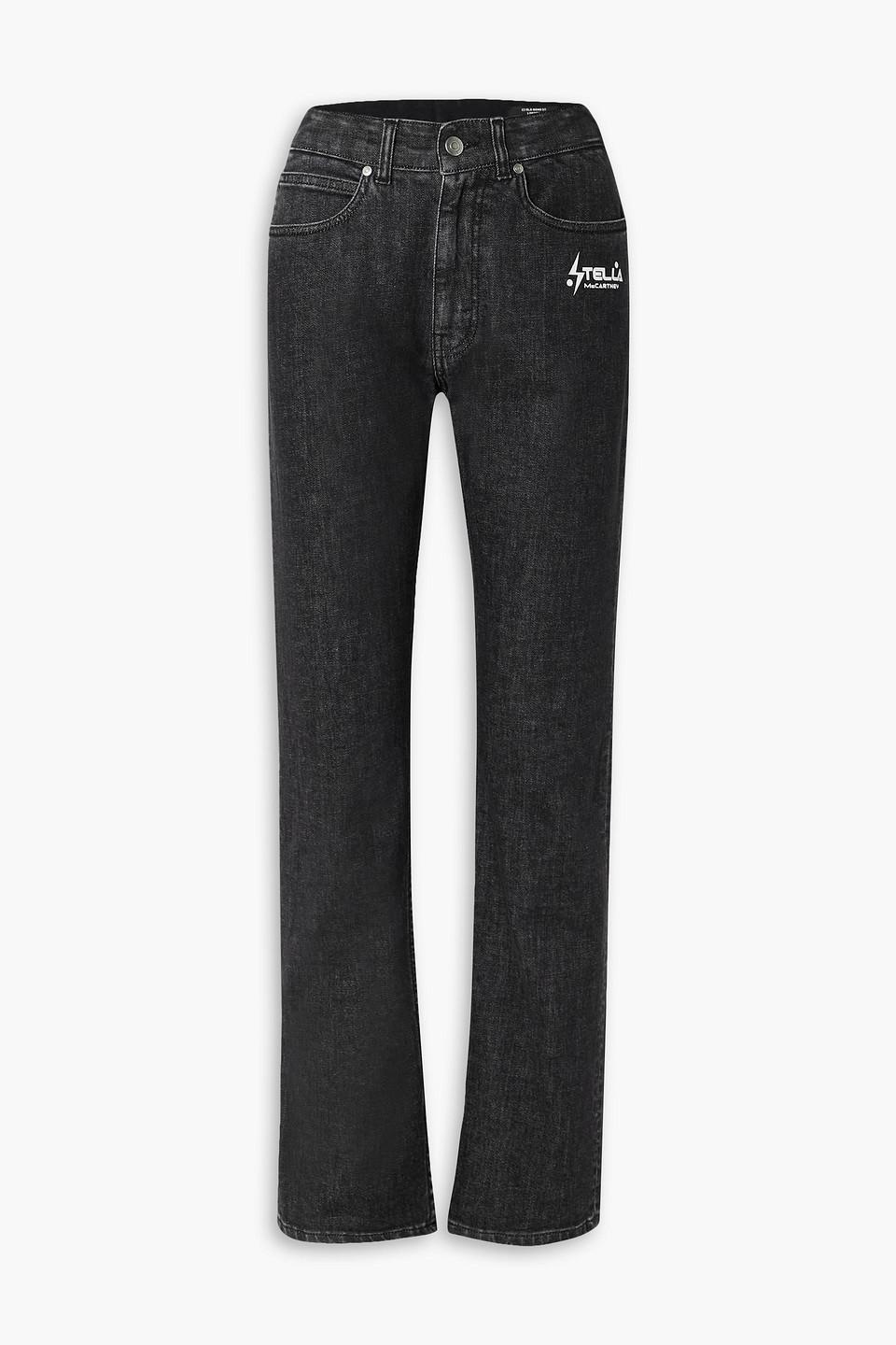 Printed High-rise Straight-leg Jeans In Black product image