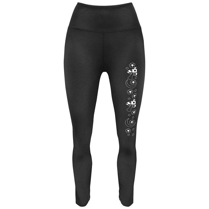 Womens Mushrooms And Flowers Draws Graphic Leggings Product Image