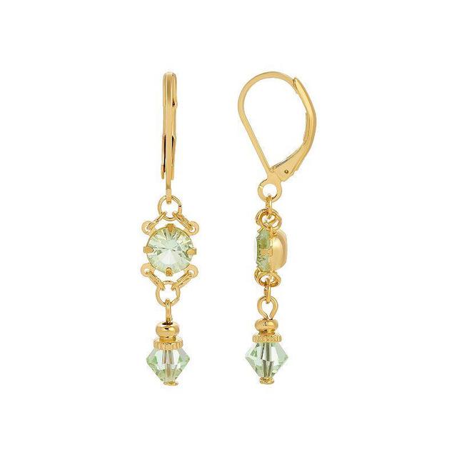 1928 Gold Tone Light Green Crystal Drop Earrings, Womens Product Image