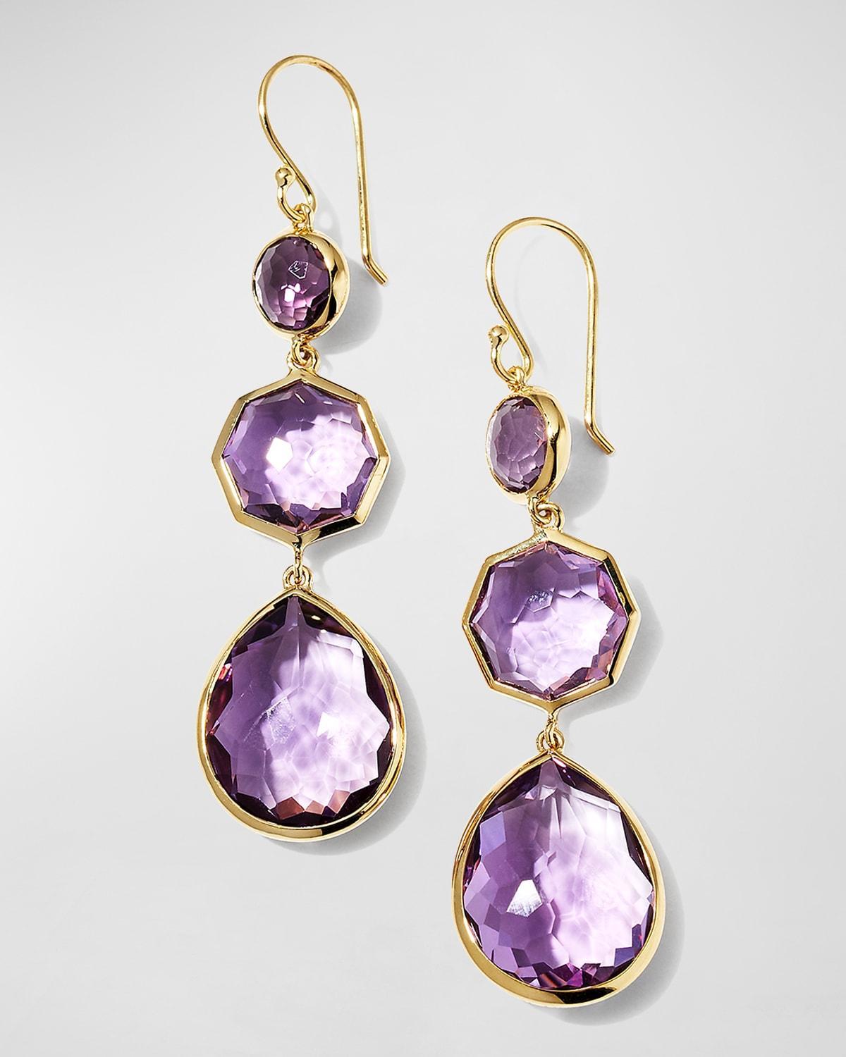 Womens Rock Candy Small Crazy 8S 18K Green Gold & Amethyst Drop Earrings Product Image