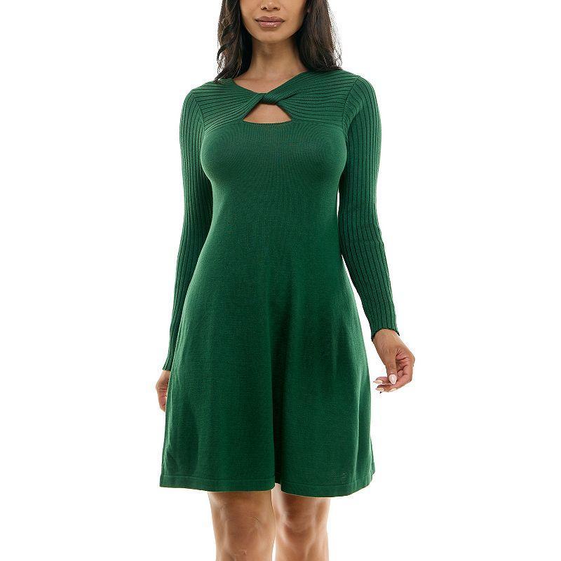 Womens Nina Leonard Aline Sweater Dress Green Product Image