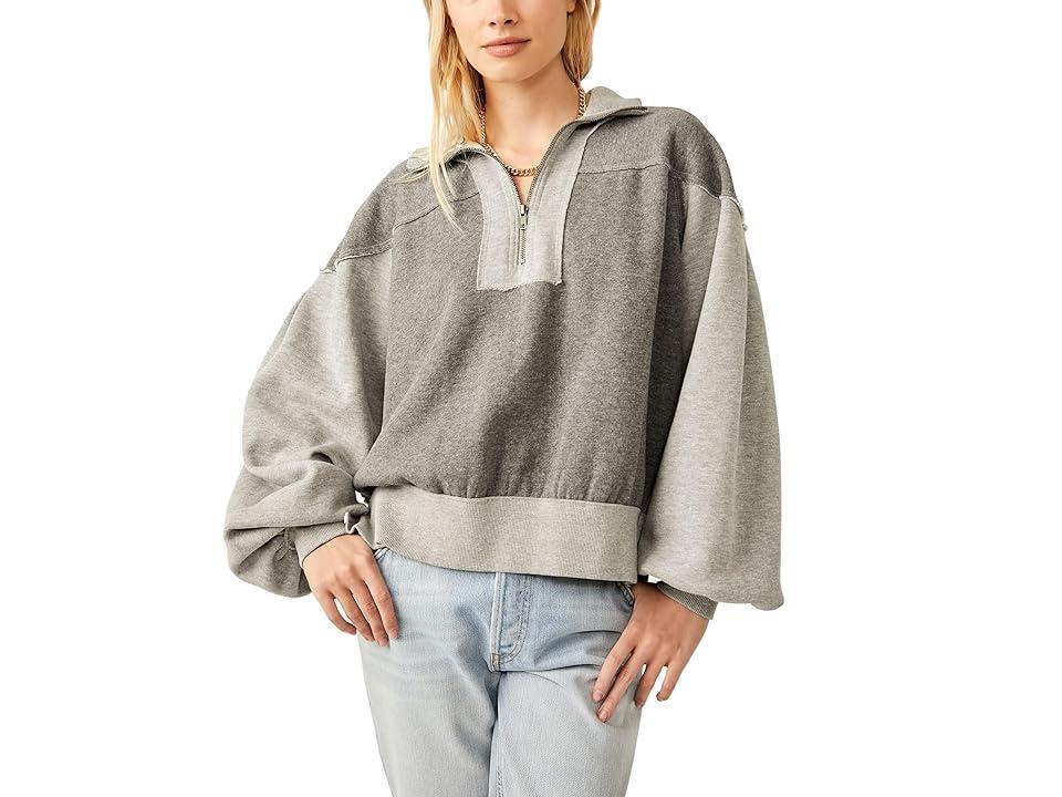 Free People Kassey 1/2 Zip (Heather Grey) Women's Clothing Product Image