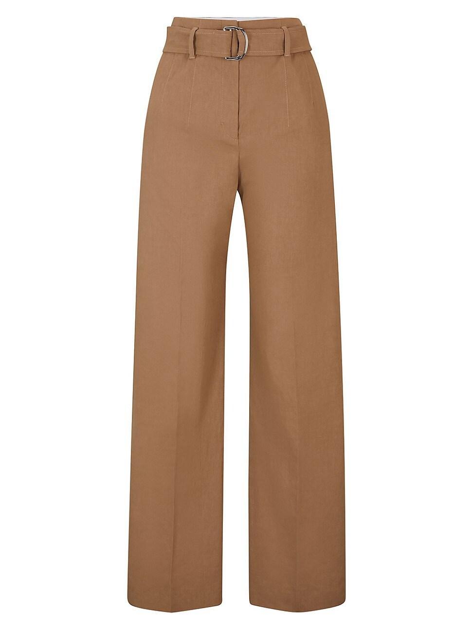 Womens Relaxed-Fit Trousers in a Linen Blend product image