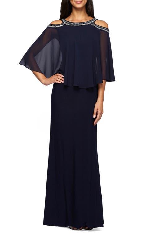 Alex Evenings Embellished Cold Shoulder Popover Formal Gown Product Image