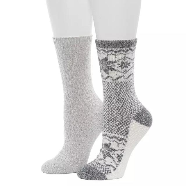 Womens Cuddl Duds 2-Pack Plushfill Scandi Snowflake Block Crew Socks Product Image