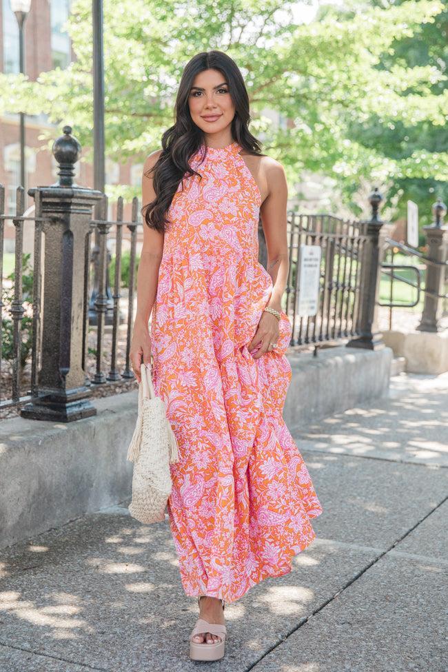 Looking For More Multi Halter Neck Midi Dress Product Image