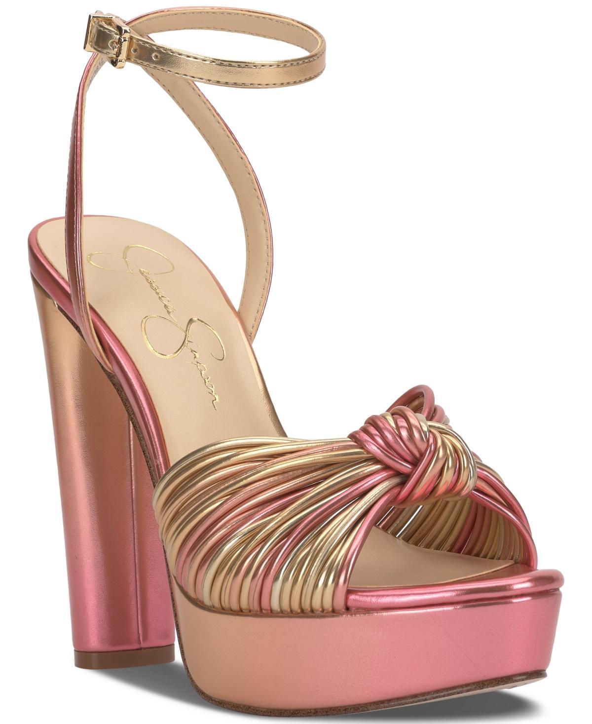 Jessica Simpson Immie Ankle Strap Embossed Platform Dress Sandals Product Image