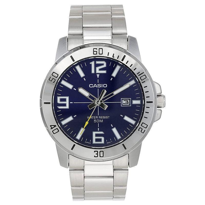 Casio Mens Stainless Steel Diver Analog Bracelet Watch Silver Product Image