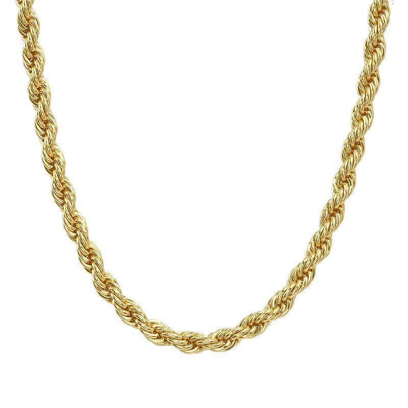 Mens 14k Gold Plated Rope Chain Necklace Yellow Product Image