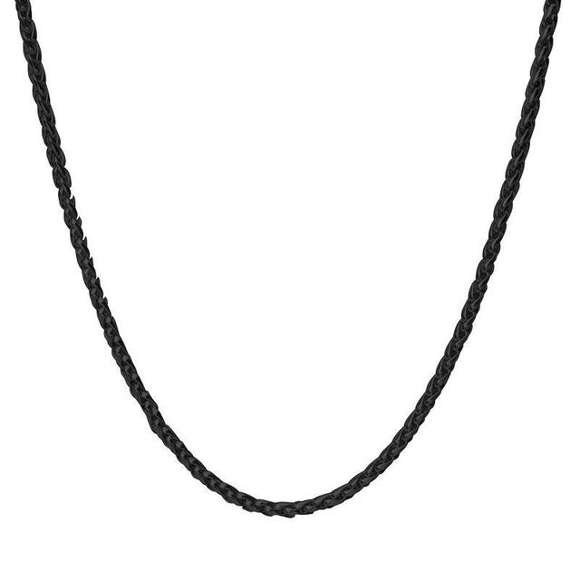 Mens Black Stainless Steel Round Wheat Chain Necklace Two Tone Product Image