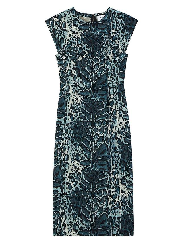 Womens Leopard-Print Jacquard Sheath Dress Product Image