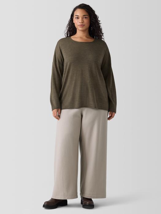 Felted Wool Jersey Wide-Leg Long Pant in Regenerative Wool Product Image