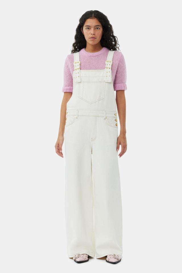 White Heavy Denim Overalls Product Image