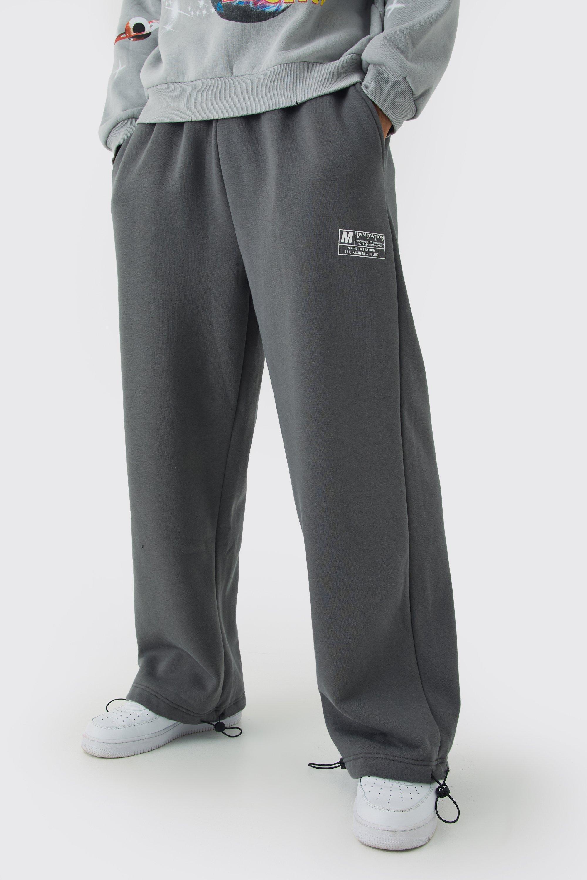 Wide Leg Tie Cuff Double Waistband Sweatpants | boohooMAN USA Product Image