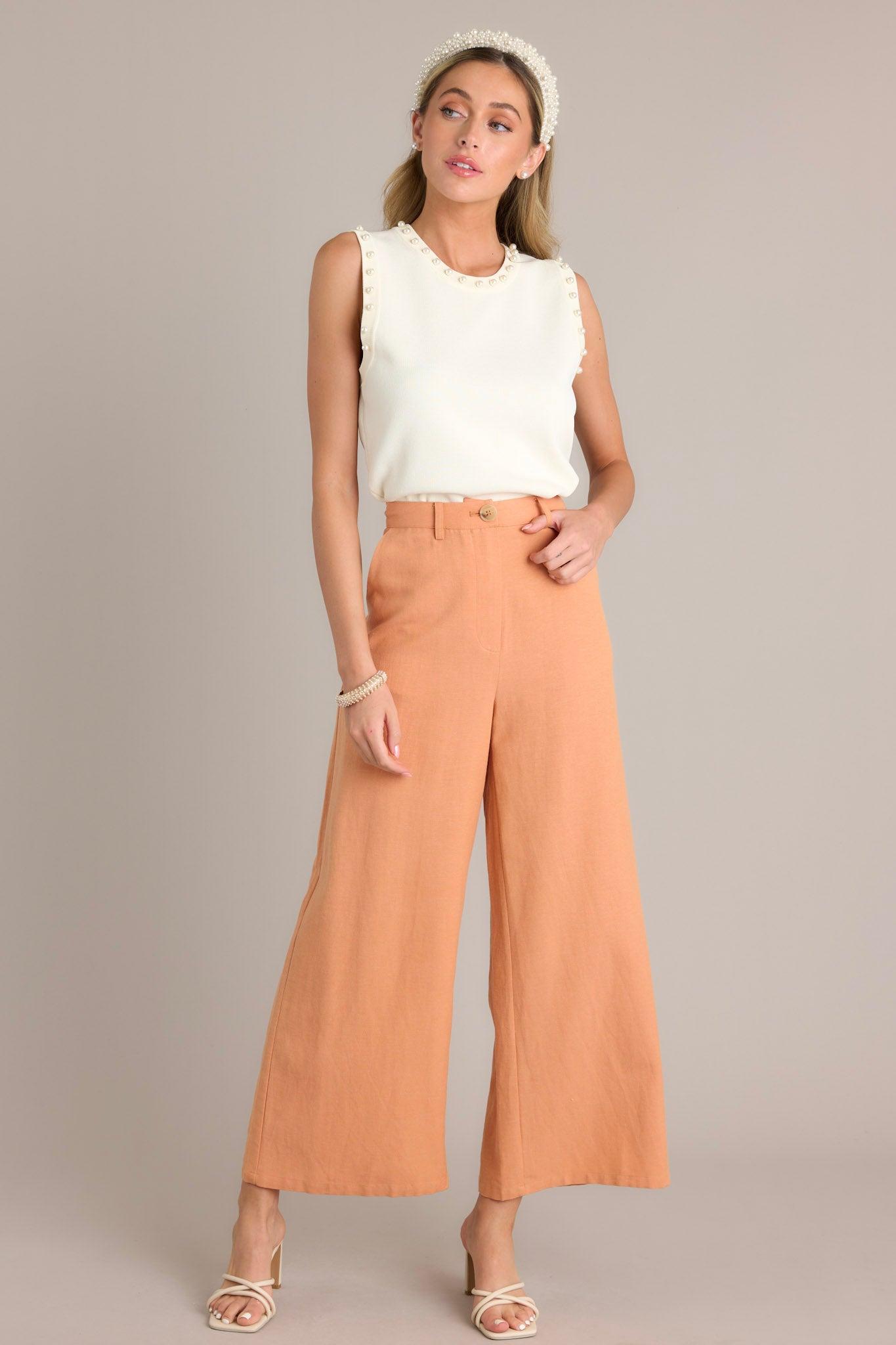 On The Horizon Light Clay Wide Leg Pants Product Image