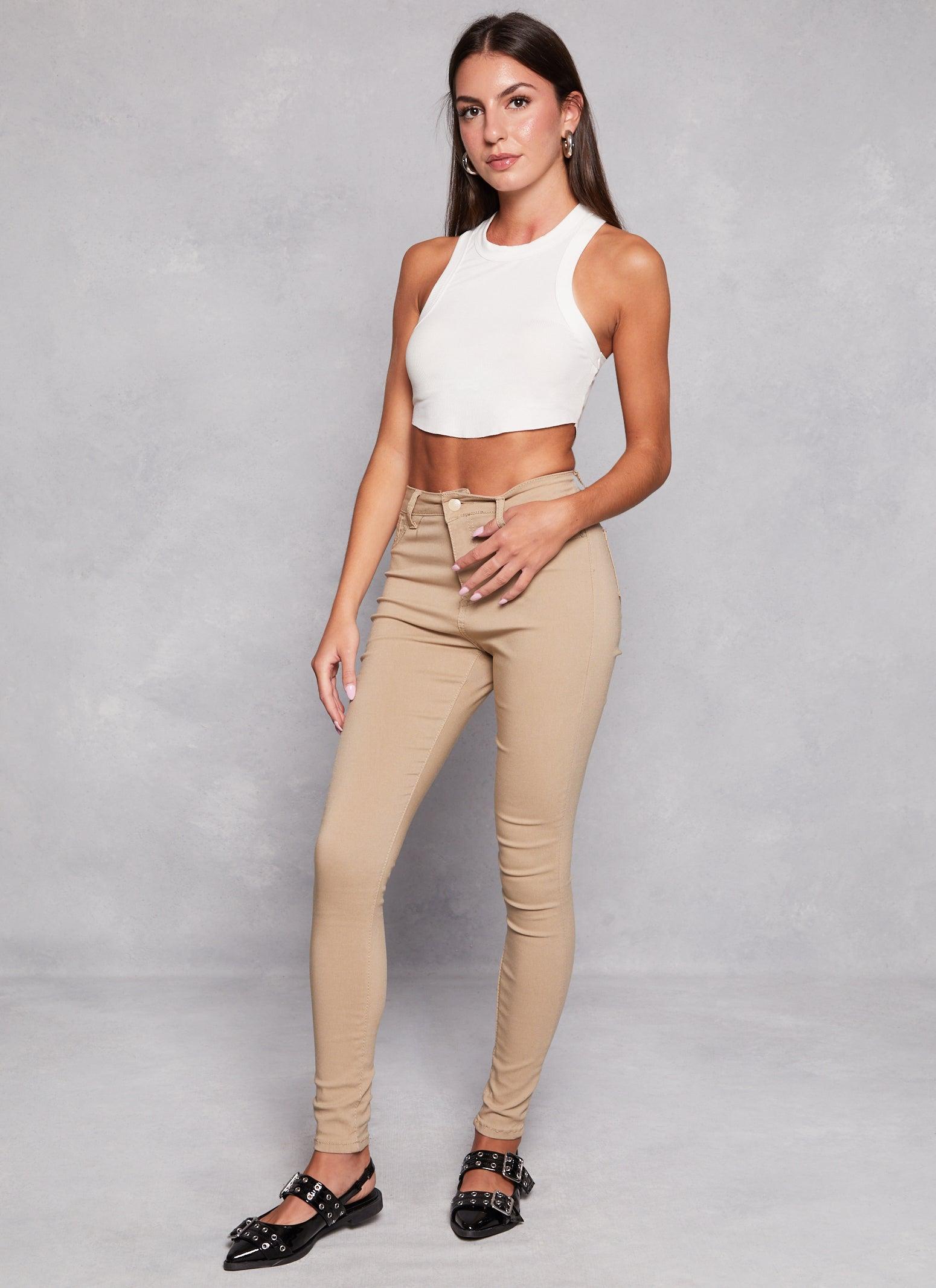 Womens Solid Stretch Skinny Leg Pants Product Image