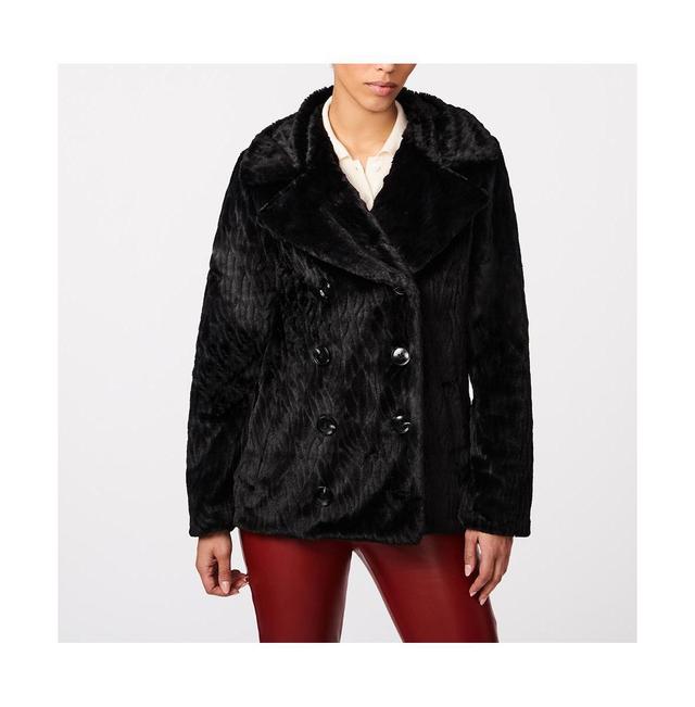 Bernardo Womens Double Breasted Faux Fur Jacket Product Image