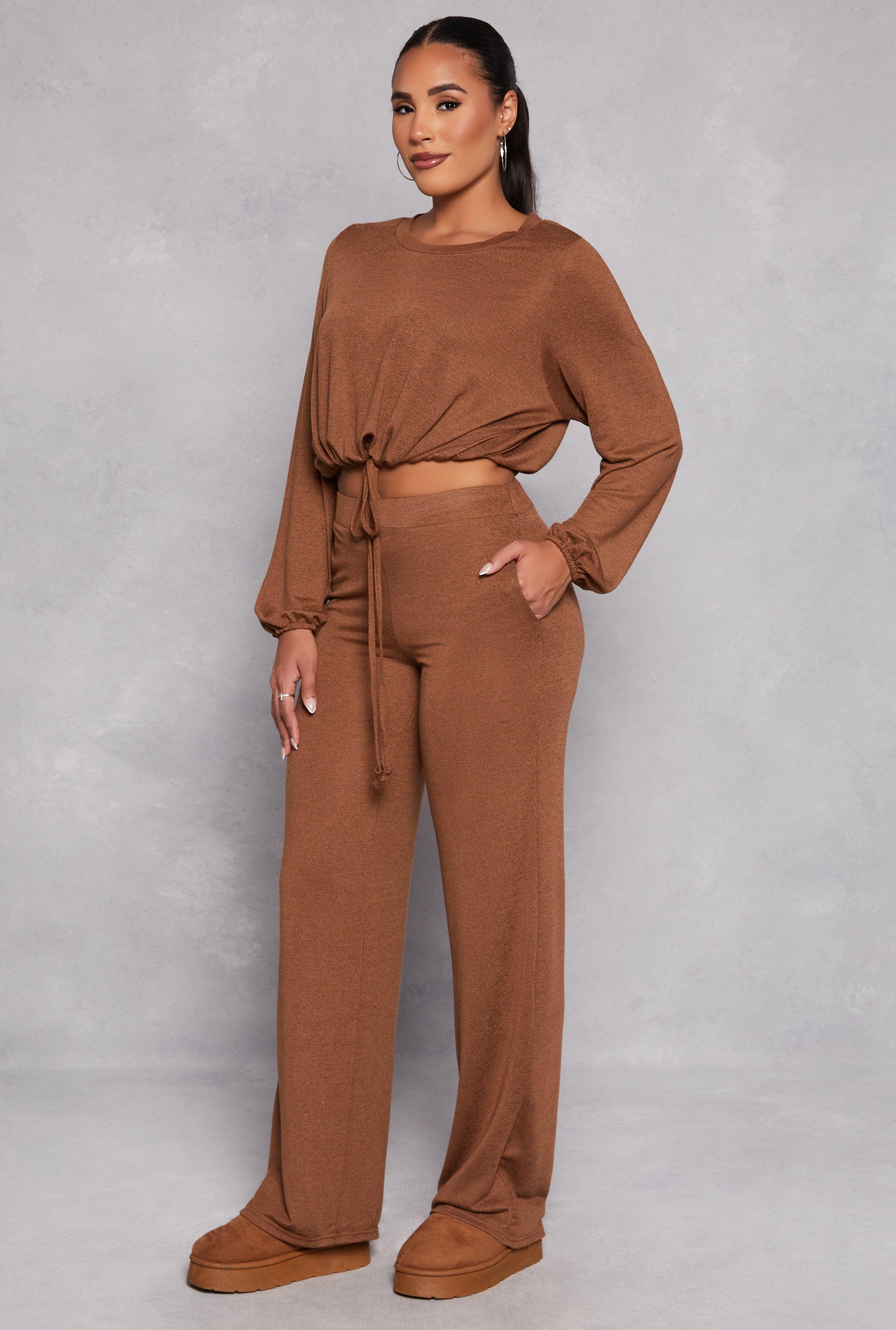 Womens Daisy Brushed Knit Wide Leg Pants Product Image