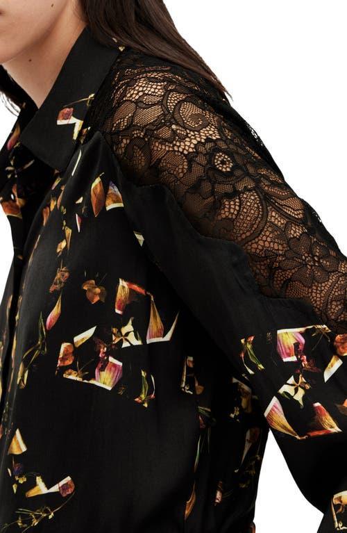 Len Printed Cropped Tie Up Shirt In Kateri Black Product Image