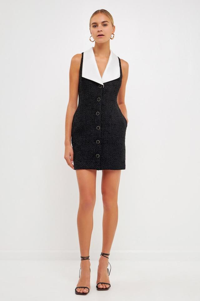 Womens Sleeveless Tweed Mini Dress Product Image