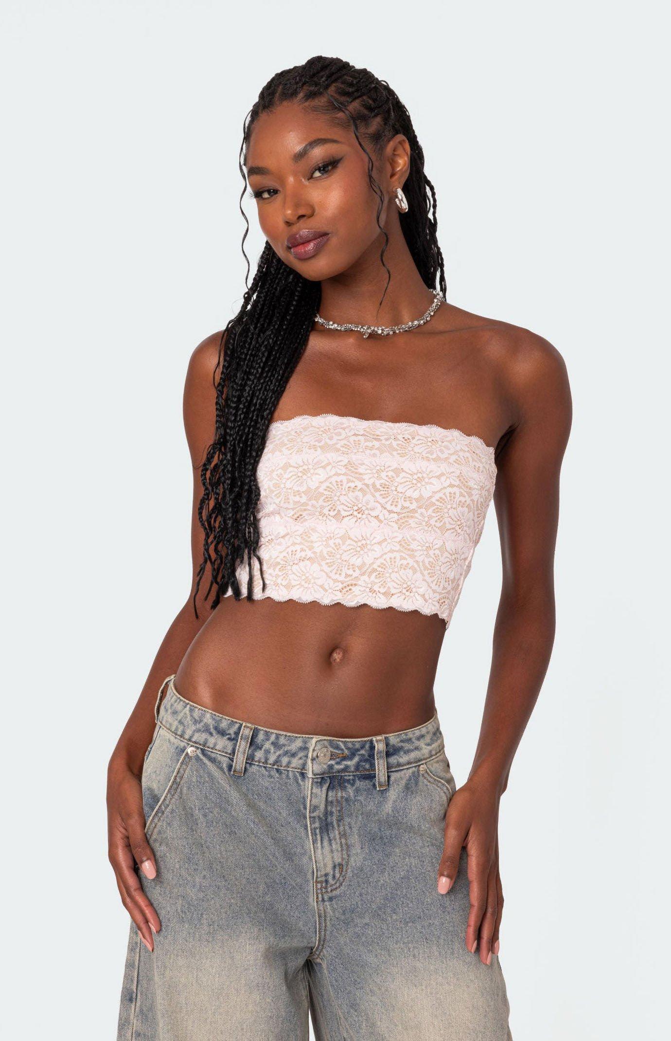 Edikted Womens Nadine Lace Tube Top Product Image