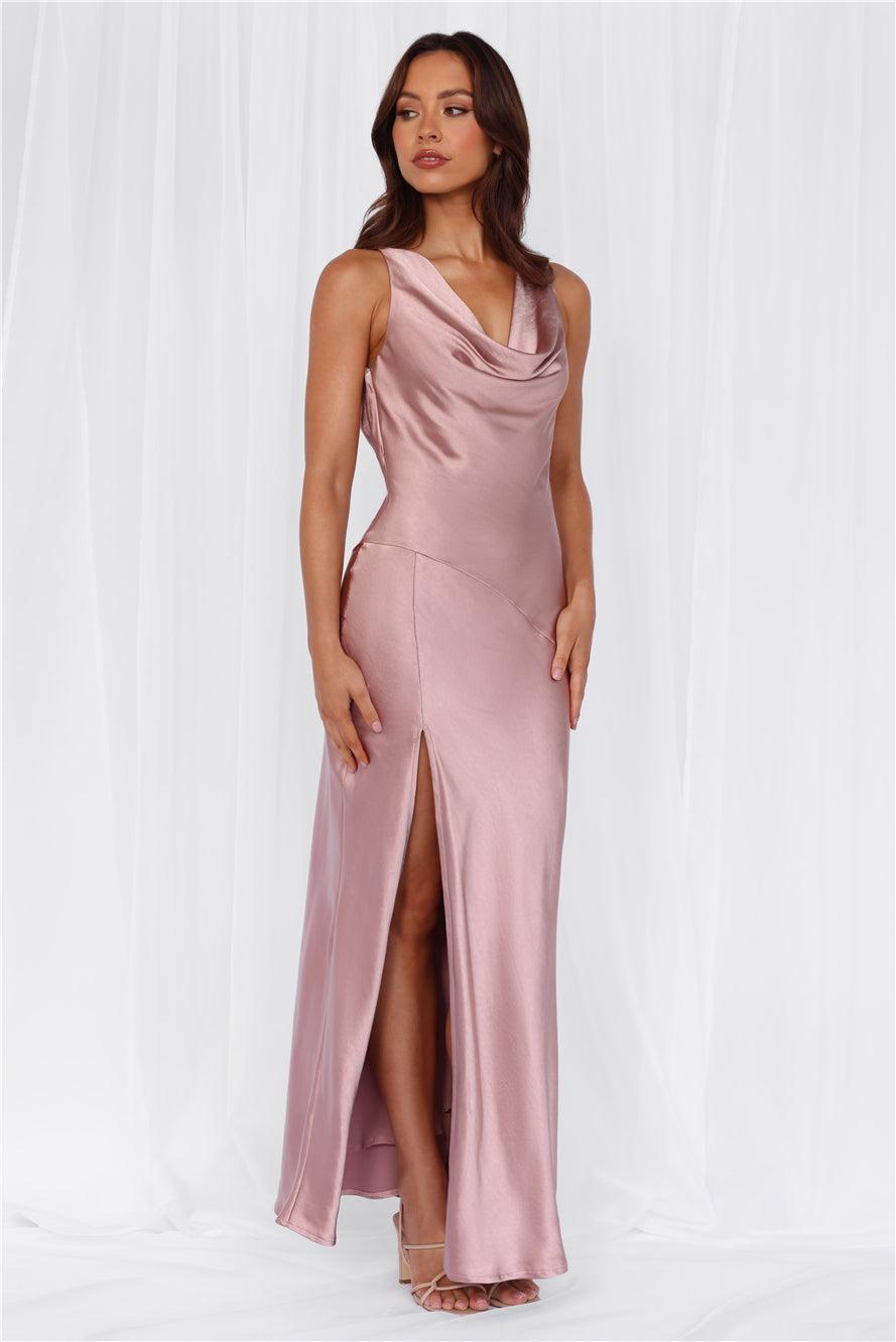 HELLO MOLLY The Loretta Cowl Satin Maxi Dress Dusty Pink Product Image