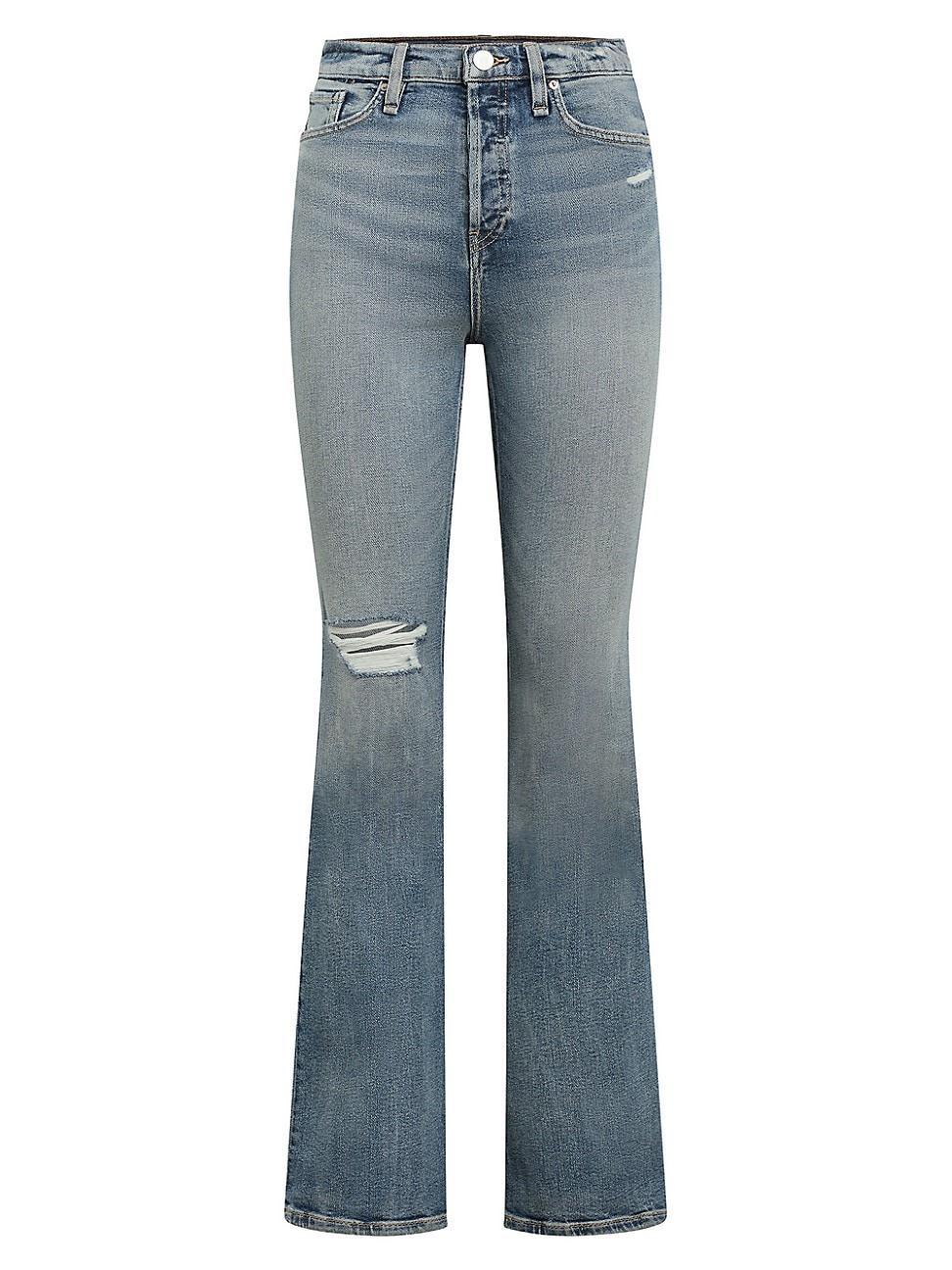 Womens Faye Distressed Boot-Cut Jeans product image